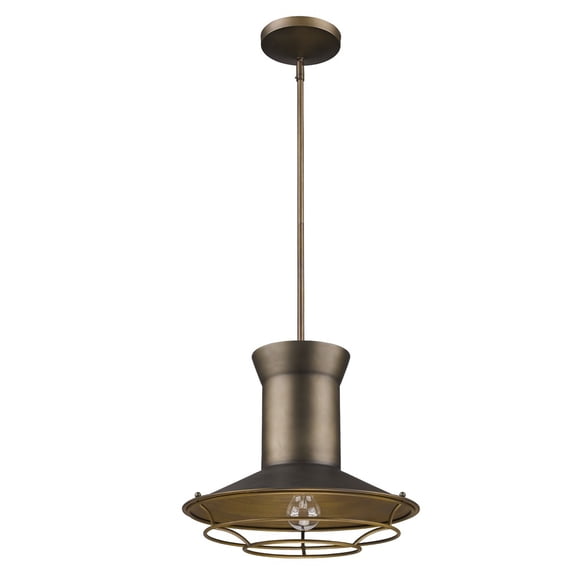 homeroots lighting 398189 Newport 1-Light Tin Coated Pendant With Raw Brass Interior Shade And Louver