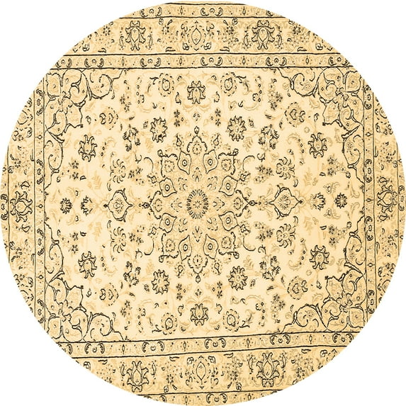 Ahgly Company Indoor Round Medallion Brown Traditional Area Rugs, 4' Round