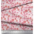 thumbnail image 2 of Soimoi White Heavy Satin Fabric Lips Women Fabric Prints By Yard 54 Inch Wide, 2 of 3