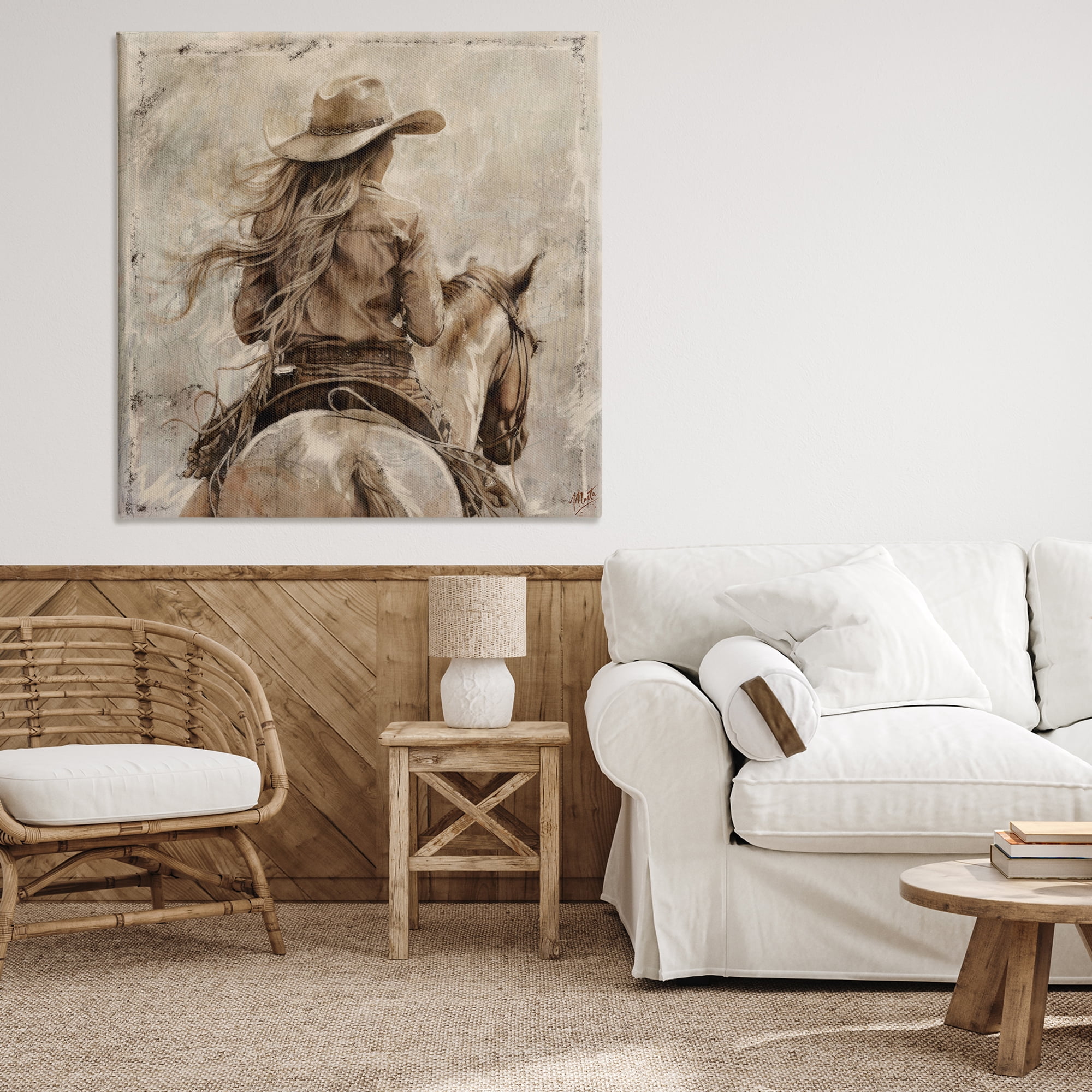 Stupell Industries Windblown Cowgirl on Horseback Canvas Wall Art, design by Marta Wiley