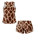 thumbnail image 4 of Xoenoiee Brown Giraffe Print Womens Tankini Bathing Suits with Shorts Two Piece Tummy Control Swimsuits Ladies Racerback Swimwear with Side Pockets, 3XL, 4 of 7
