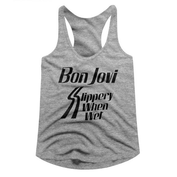 Bon Jovi Slippery When Wet Heather Junior Women's Racerback Tank Top T-Shirt