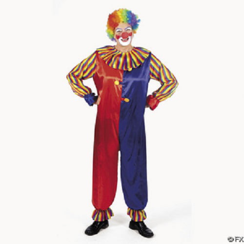 Adult Hooped Clown Circus Carnival Costume Mens Ladies Fancy Dress Party Outfit 