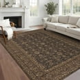 thumbnail image 2 of Assaile Luxury Bohemian Brown 10'x13' Area Rugs with Exotic Floral Stripes, Soft Low Pile Non Slip Living Room Carpet, Machine Washable, 2 of 7