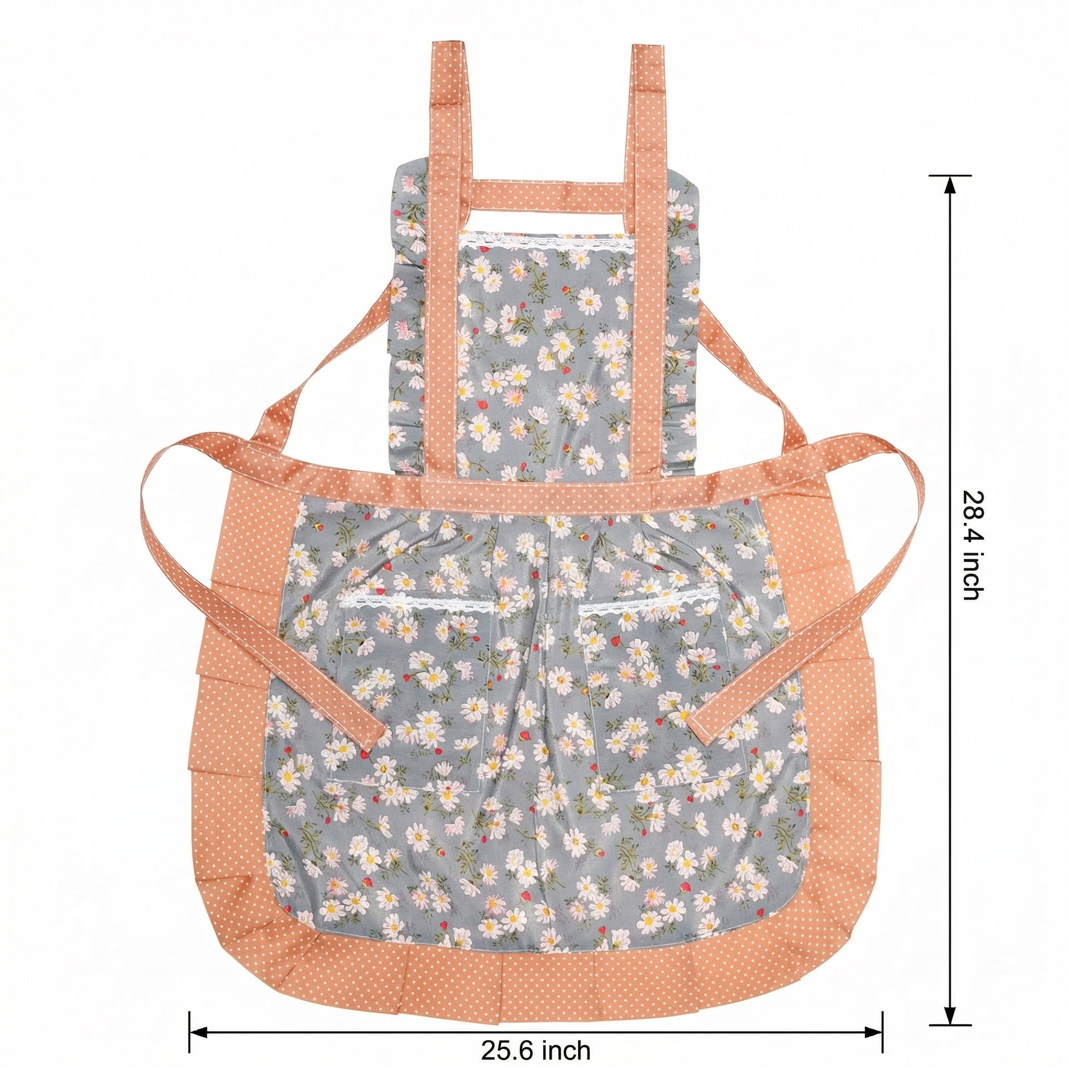 Unique Bargains Durable Floral Kitchen Apron with Pockets and Adjustable Tie Light Blue
