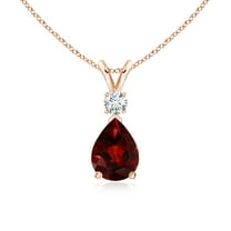 ANGARA Natural 1.3 ct Garnet Teardrop Pendant with Diamond in 14K Rose Gold for Women (Size-8x6mm) | January Birthstone, Birthday, Anniversary, Jewelry Gift for Women | Natural Garnet Necklace