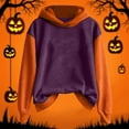 thumbnail image 5 of Womens Cropped Halloween Sweatshirts Fashion Ghost Graphic Pullover Shirts Cute Long Sleeve Trendy Clothes Gray, S, 5 of 5