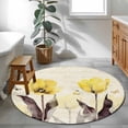 thumbnail image 5 of Yellow Flower Round Rug 4ft Washable Circle Entryway Rugs Non Slip Farmhosue Country Vintage Butterfly Floral Area Rug Indoor Floor Carpet for Bedroom Kitchen Living Room Home Office Dining Room, 5 of 7