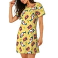 thumbnail image 2 of Picia Pineapples Sharks In Hawaiian Pattern Women’s Nightdress – Casual Short-sleeved Loose-Fit Sleepwear, Soft Cotton Short-Sleeve Sleep Shirt for Relaxation & Comfort, 2 of 6