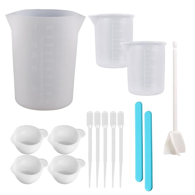 DECUIOCC Essential Mix & Pour Craft Kit - Food Grade Silicone Measuring Cups Set with Stir Sticks and More – Perfect for Resin, Molding, Jewelry Making, and Color Mixing Tasks