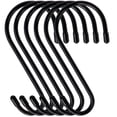 thumbnail image 1 of DINGEE Paquete de 6 ganchos grandes en forma de S con revestimiento de goma, resistentes, antideslizantes, con revestimiento de vinilo negro, ganchos en forma de S para colgar plantas, vaqueros, macet, 1 of 7