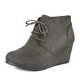 thumbnail image 1 of Botas DREAM PAIRS Tomson para mujer, grises con cordones y cuña, talla 7.5 US, 1 of 6