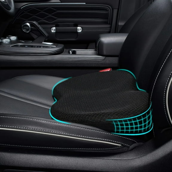 Asunby Memory Foam Car Seat Cushion for Better View & Back Pain Relief – Ideal for Cars, Trucks, Office Chairs & Wheelchairs