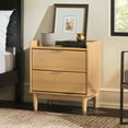 thumbnail image 2 of Mid-Century Modern 2-Drawer Solid Pine Wood Nightstand with Powder-Coated Steel Base – Natural Wood Finish, 20.25" W x 15" D x 22.75" H, Perfect for Bedroom, Living Room, 2 of 5