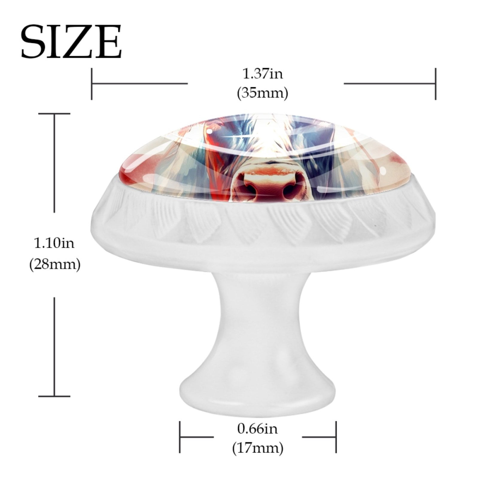 4 Pcs Cow American Flag Knobs for Kitchen Cabinet Cupboard Dresser Bookcase Drawer Pulls Handles Round Home Decor