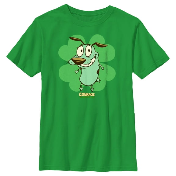 Boy's Courage the Cowardly Dog St. Patrick’s Day Clover  Graphic Tee Kelly Green Medium