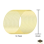 Gold Metal Rings for Crafts, Macrame Hoops for DIY Wall Hanging Dream Catcher Metal Floral Hoop for Weddings (12 Pieces, 8 Inch)