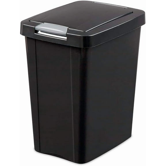 Gallon TouchTop Wastebasket with Lid That Opens with Touch, Conceals Trash in the Kitchen, Bathroom, Mudroom or Office, Black