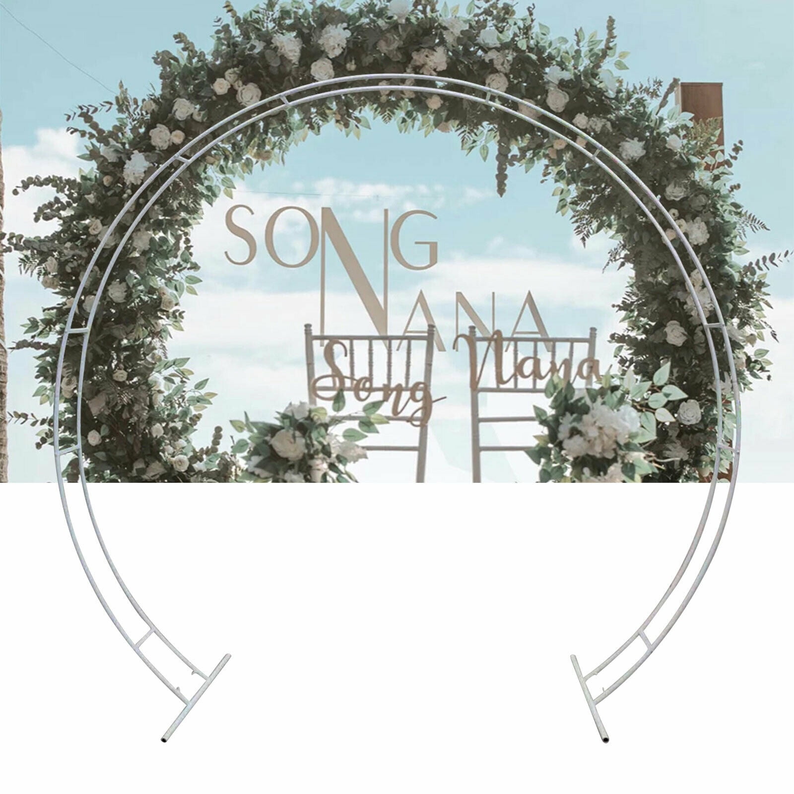 TFCFL Round Arch, 7.5ft x 8.9ft Wedding Props Decor Wrought Iron Round