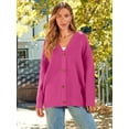 thumbnail image 2 of Women's Cardigan 2023 Open Front Oversized Button Lightweight Sweaters V Neck Loose Cardigans Knit Outwear, 2 of 14