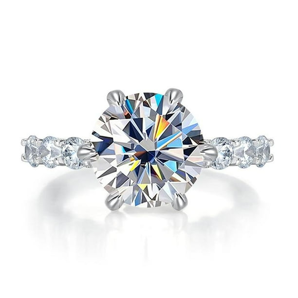 Bague Bague 2024 Nouveau 925 Argent 5 Carats Feux d Artifice Coupe Aurora Six Griffes Bague Femme Riche Senior Anneau