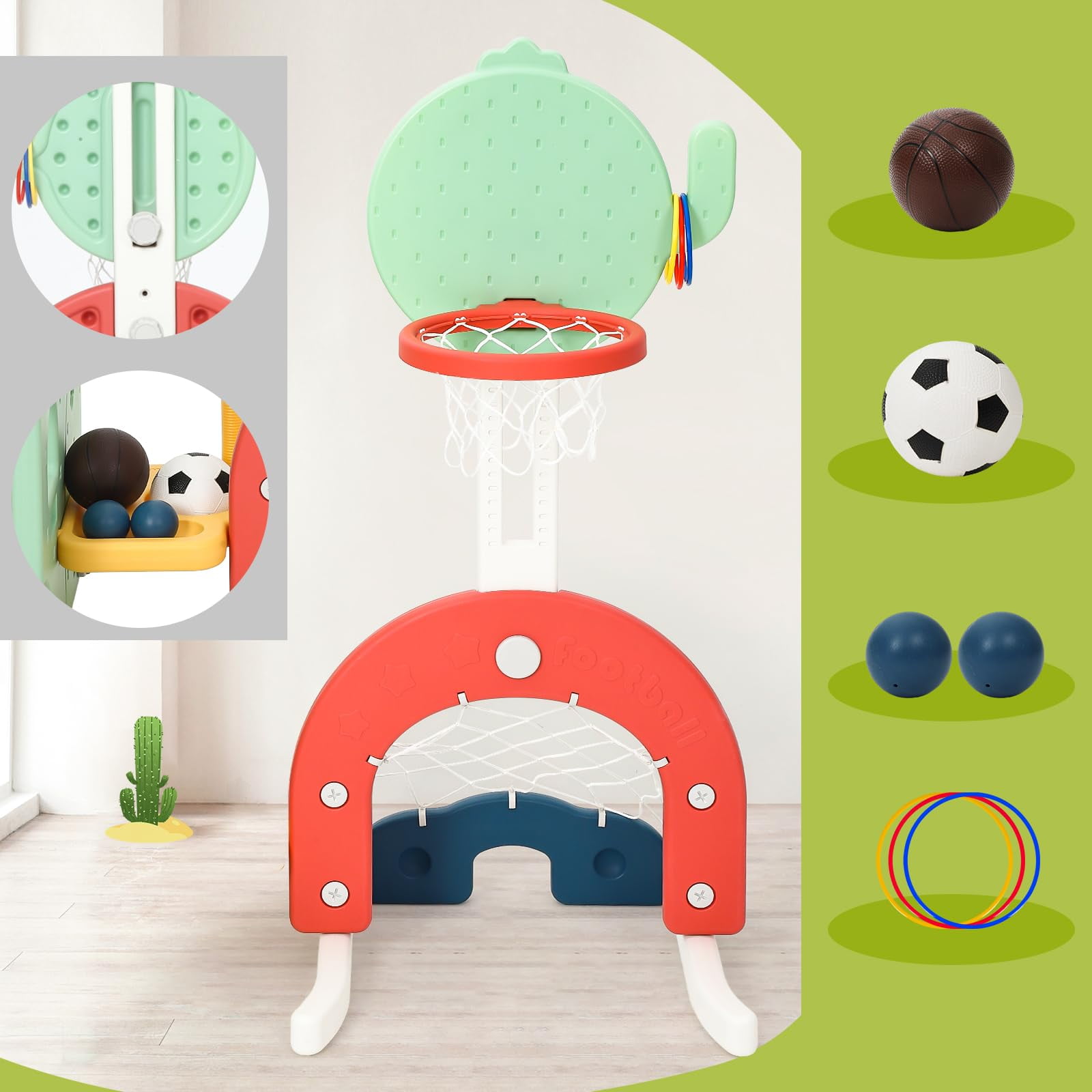 7 in 1 Toddler Slide and Swing Set Large Slide with Basketball Hoop Soccer Golf Indoor Slide and Swing Set for Toddlers Age 1-8 Baby Slide Toddler Slide Climber Set Indoor and Outdoor Playground