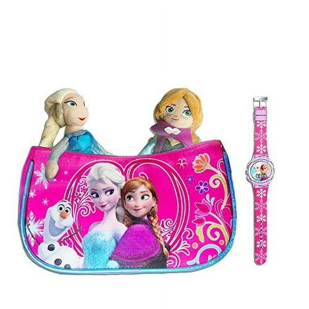 Frozen Anna and Elsa Handbag, Plush, and Watch Gift Set