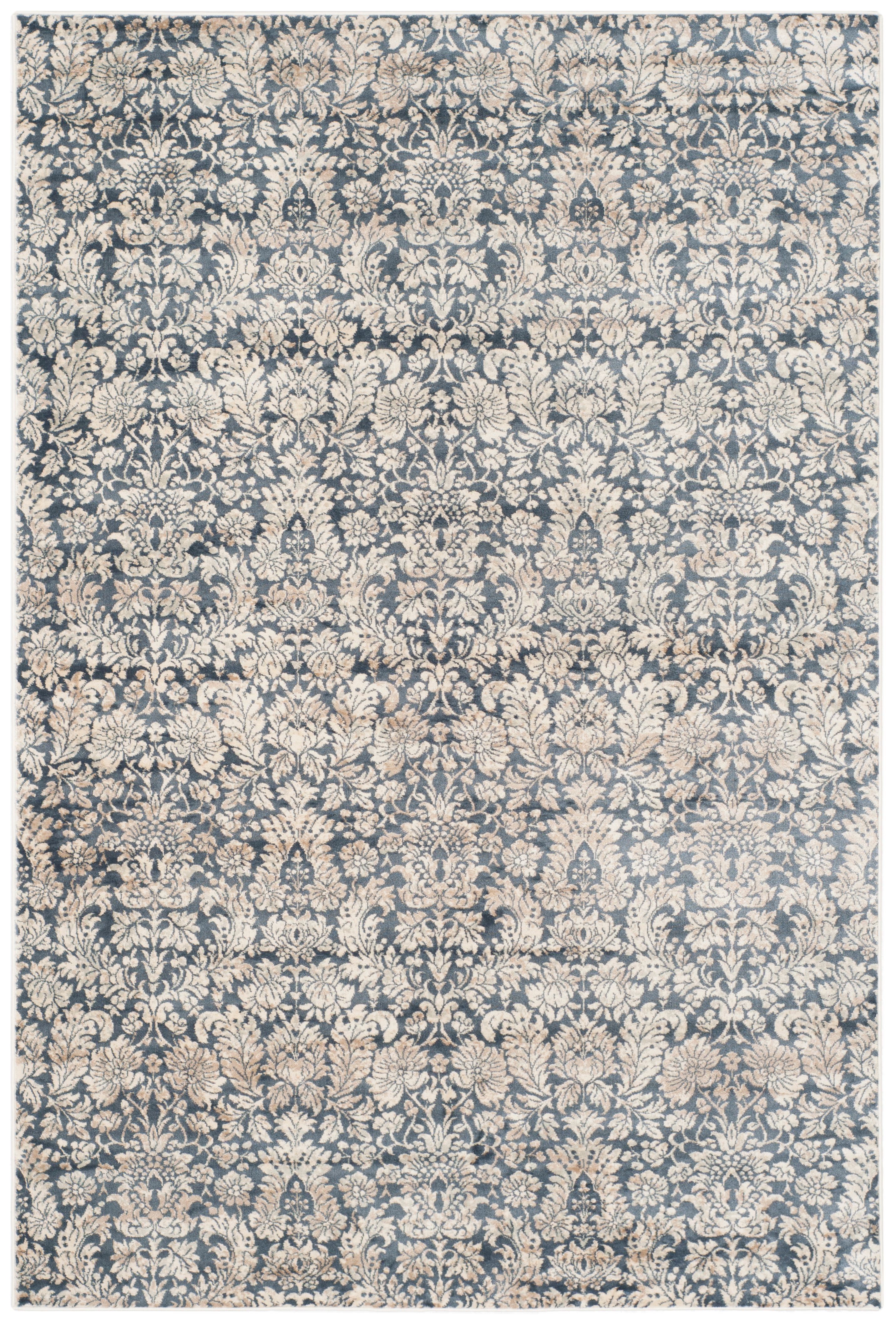 SAFAVIEH Vintage Wilford Damask Area Rug, Navy/Cream, 5'1" x 7'7"