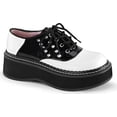 thumbnail image 2 of 2" PF 5-Eyelet Lace Saddle Shoe w/Side Spikes - Wht Vegan Leather-Blk Pat, 10, 2 of 2