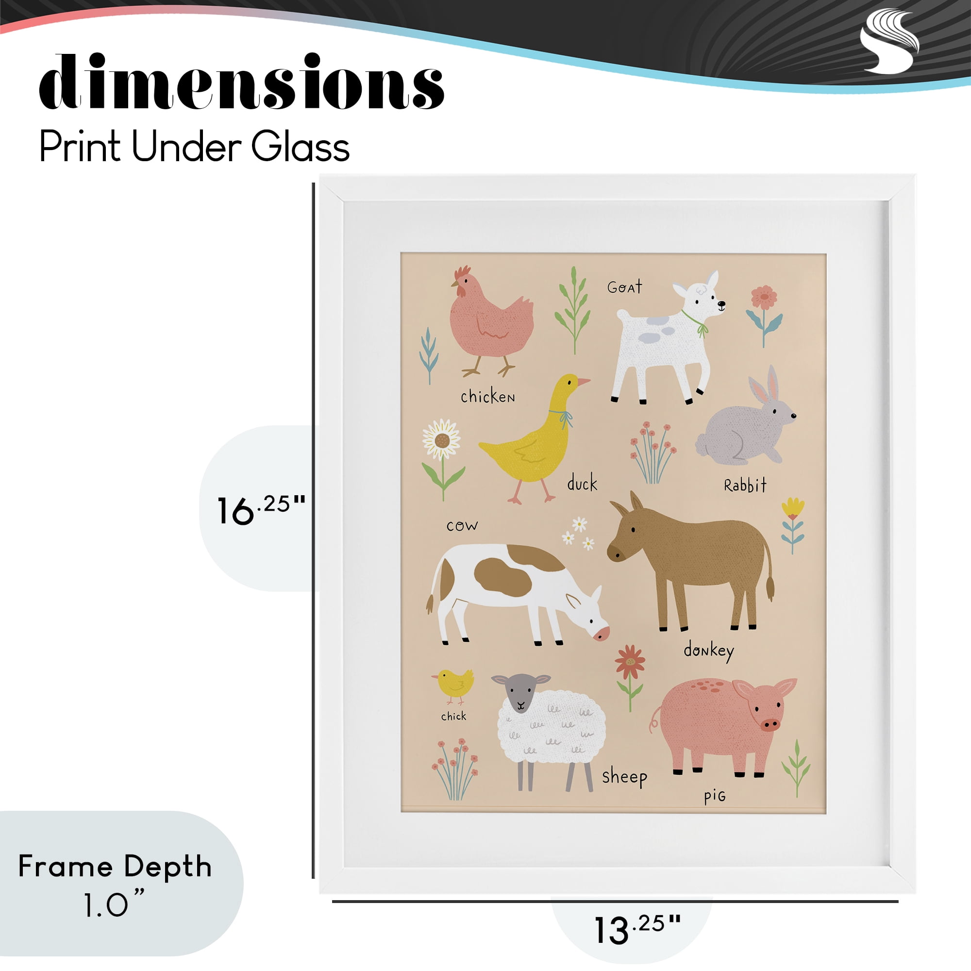 Stupell Industries Baby Farm Friends White Framed Print Under Glass, design by Nina Seven