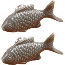 Yardly Fish Hardware Knob, Gray