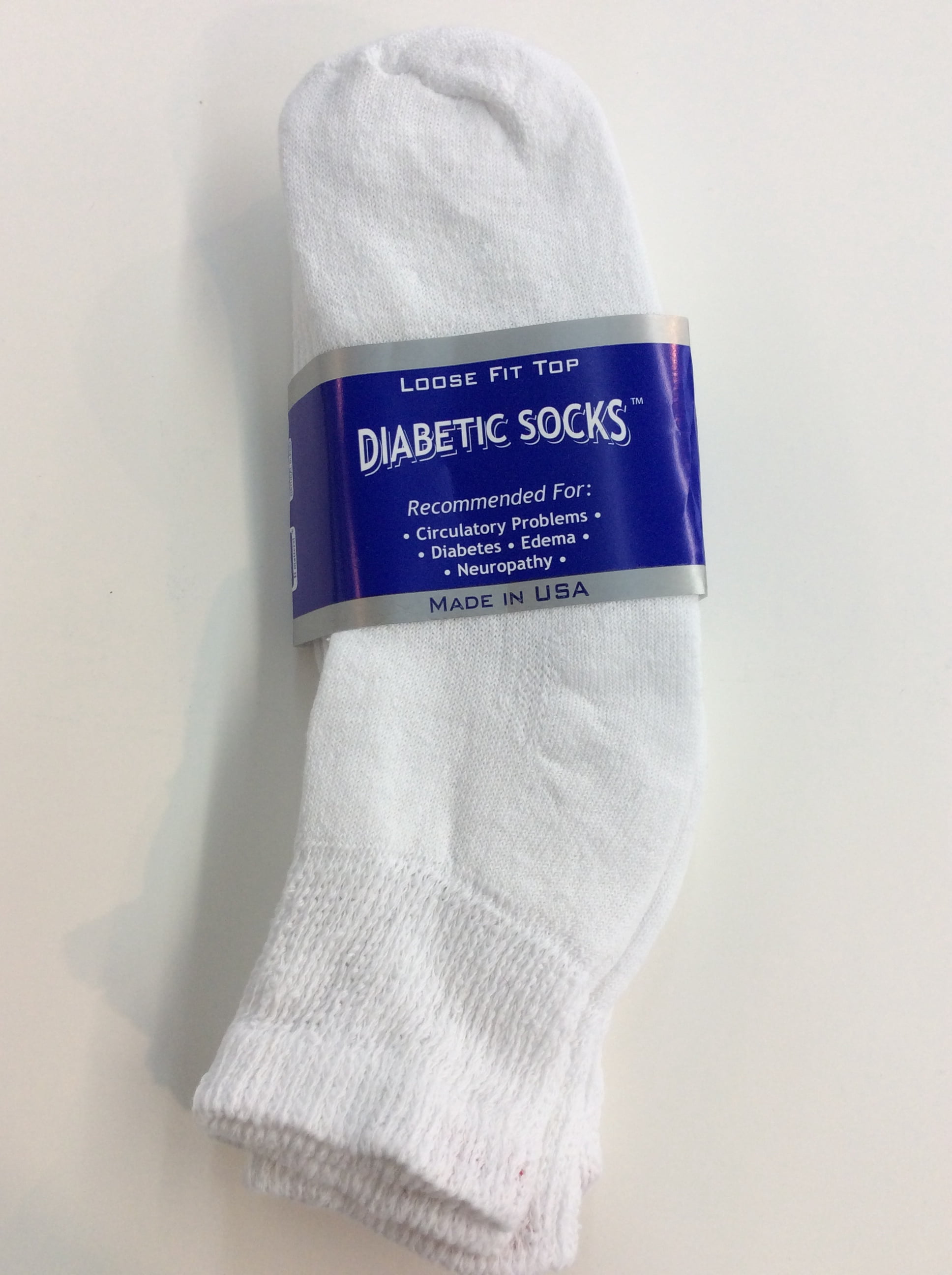 Creswell 12 Pairs White Diabetic Ankle Socks 10-13 Size MADE IN U.S.A