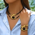 thumbnail image 2 of 2 Pcs/Set Necklace Bracelet Set Sparkling Rhinestones Inlaid Jewelry Set Adjustable Length Necklace Bracelet Set, 2 of 8