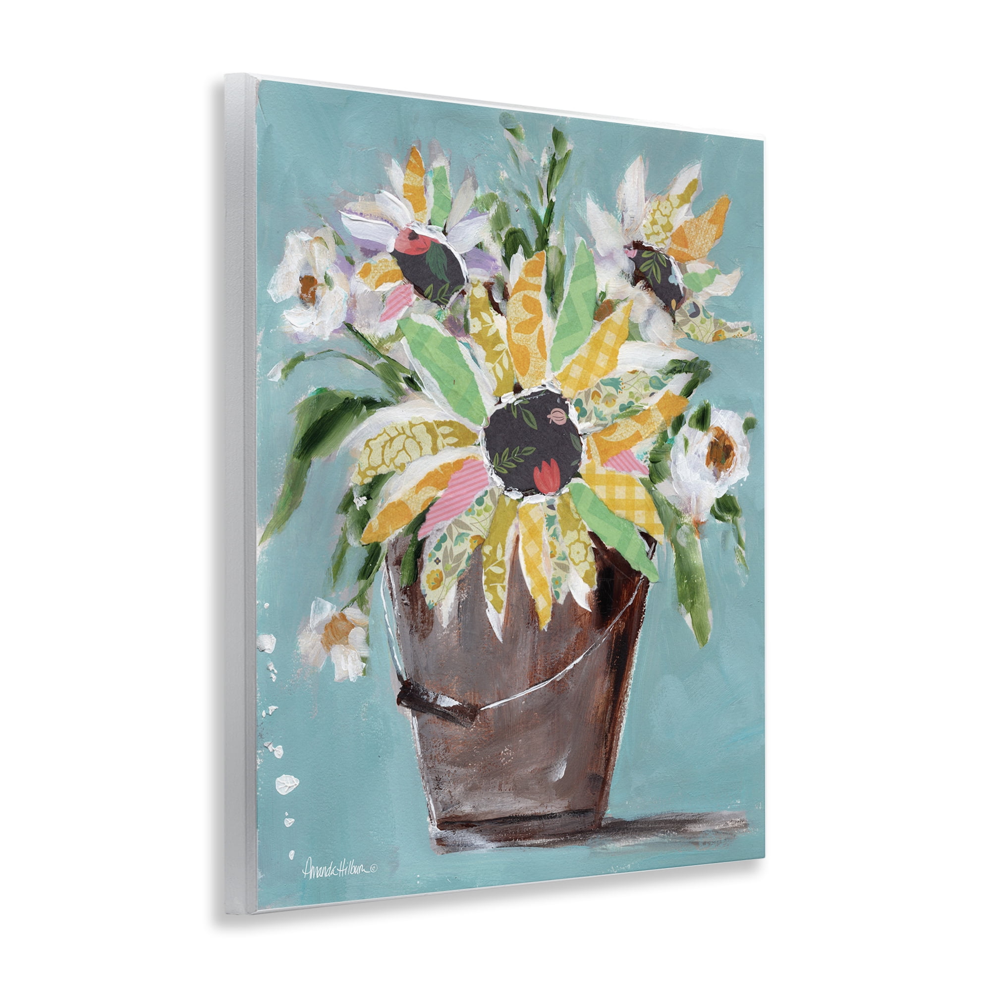 Stupell Industries Flower Bucket Bouquet Botanical & Floral Painting Unframed Art Print Wall Art, 11 x 14