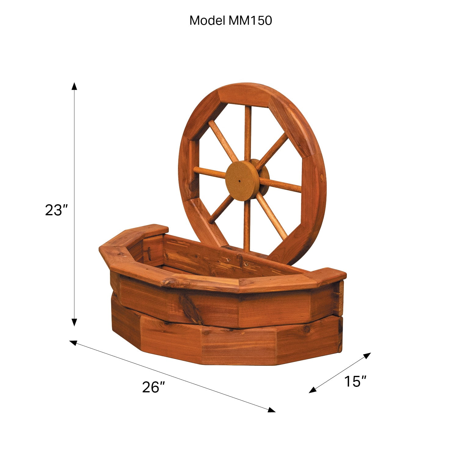 Rustic Cedar Wagon Wheel Planter – Eastern Red Cedar Farmhouse Garden Planter for Patio or Yard