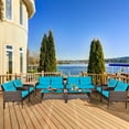 thumbnail image 2 of Costway 8PCS Patio Rattan Furniture Set Loveseat Sofa Coffee Table W/Turquoise Cushion, 2 of 9