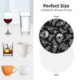 thumbnail image 6 of Lsque Skull bird bat spider Pattern 4" Drink Coasters Set of 4, PVC Leather Absorbent Coasters, Table Coaster Set Decorative Coffee Cup Coasters Housewarming Gift -Round Shape, 6 of 6