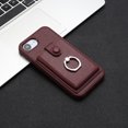 thumbnail image 4 of Compatible with iPhone 16e Wallet Phone Case,360°Rotation Finger Ring Holder Kickstand,with Card Holder,Lychee Pattern PU Leather Durable Shockproof Rugged Phone Case,Winered, 4 of 11