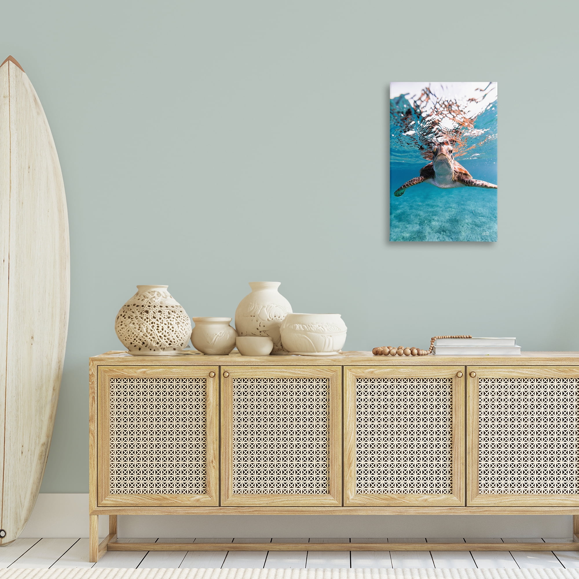 Stupell Industries Hello Sea Turtle Splash Animals Photography Wrapped Canvas Art Print Wall Art, 20 x 30