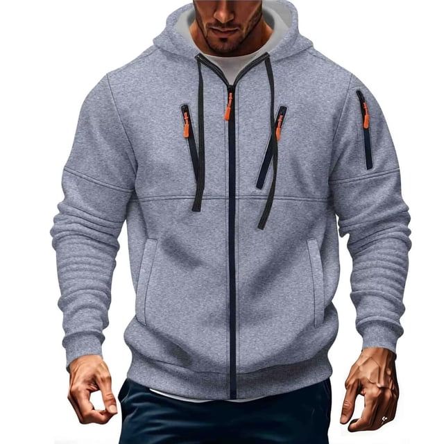 Ceisia Men's All Seasons Casual Solid Color Zipper Round Neck Long Sleeve Top - Comfortable Daily Gift Outdoor Wear