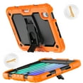 thumbnail image 3 of ELEHOLD for iPad mini 6th Generation 8.3 inch 2021 Ragged Case, Soft Silicone Hard PC Shoulder Strap Built-Kickstand Anti-Drop Shockproof Heavy Duty Protective Cover Case,Orange+Black, 3 of 9