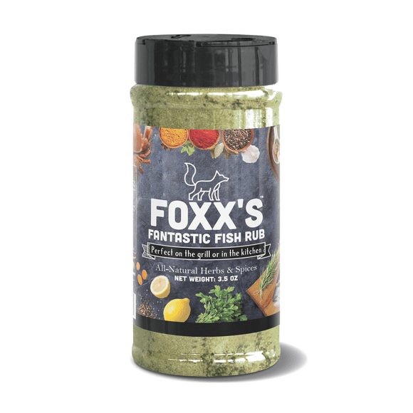 Foxxs Fantastic Fish Rub, 3.5 Oz All-Natural Premium Herb & Spice Blend Created and utilized by Foxx Catering to enhance every preparation of fish or other seafood dishes.