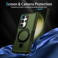 thumbnail image 3 of Decase Magnetic Stand Phone Case for Samsung Galaxy S25 Ultra,Hard PC+Soft TPU+Fulcrum Bracket Phone Case,Shockproof Anti-Drop Protective Cover,Military Cases Bult-in Hidden Bracket,Darkgreen, 3 of 9