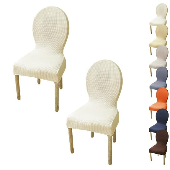 LKJYER Round Back Dining Chair Cover Stretch Chair Cover for Dining Room Kitchen Elastic Fitting Dining Chair Covers Solid Color Dining Chairs Slipcovers Chair Protector Cover for Hotel