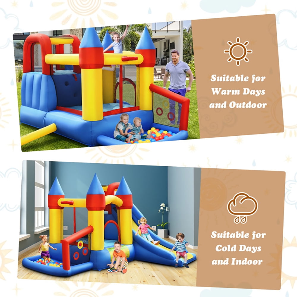 Aimee Lii Inflatable Bounce House with Basketball Rim and 780W Blower, Playhouse for Kids Outdoor