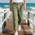 thumbnail image 2 of Aloohaidyvio George Mens Linen Pants Classic Fit Drawstring Lightweight Wrinkle-Resistant Casual Pants, 2 of 8
