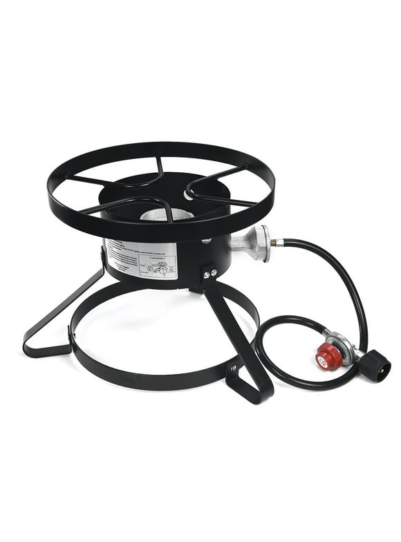 XtremepowerUS High-Pressure Outdoor Single Burner Stove Gas Propane Cooker w/ Regulator Hose Included