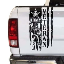 Soldier Veteran Enlisted Man Retired Fighter U.S. Army USAF USMC Distressed American US USA Flag Truck Tailgate Vinyl Decal fits Most Pickup Trucks Military Sticker (11" x 20", Black)