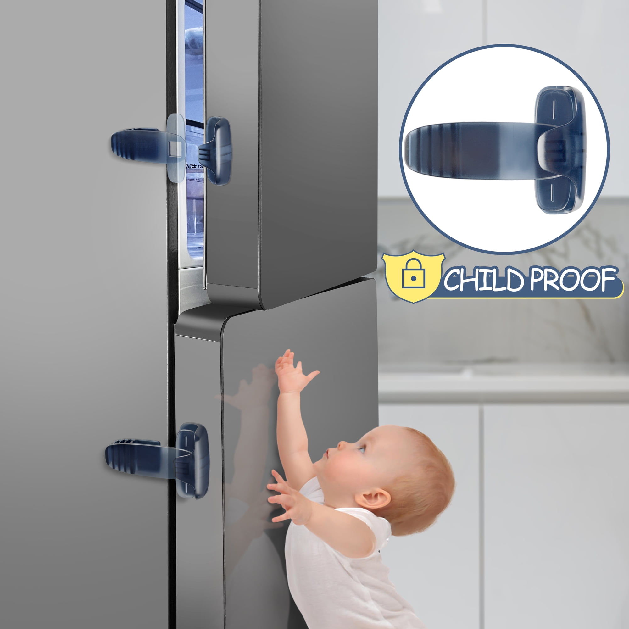  Locktrendz - Child Proof Fridge Locks for Kids, Strong Heavy  Duty Child Safety Button Refrigerator Lock, Durable and Easy to Install  Fridge Lock, Pack of 1 Cabinet Lock for toddlers 