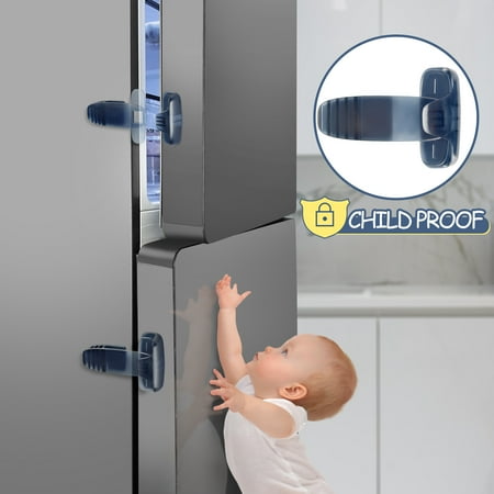Ablegrid Refrigerator Fridge Freezer Door Lock Latches for Toddler, Baby Safety Locks for Cabinets, Easy to Install No Drill, Gray